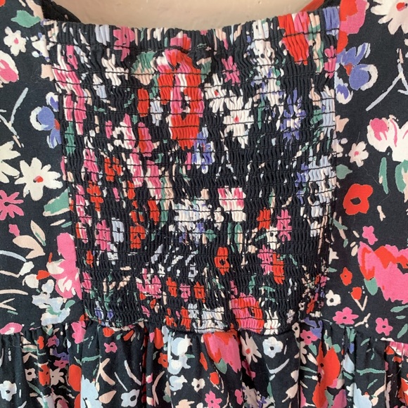 Free People Fairy Goth Floral Smocked Tulle Fit And Flare Dress Size S - Picture 6 of 8